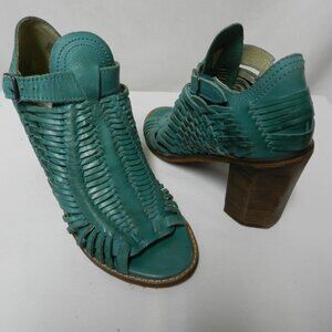 Naughty Monkey Killion Woven Leather Block Huarache Heel Sandals Size Sz 7.5